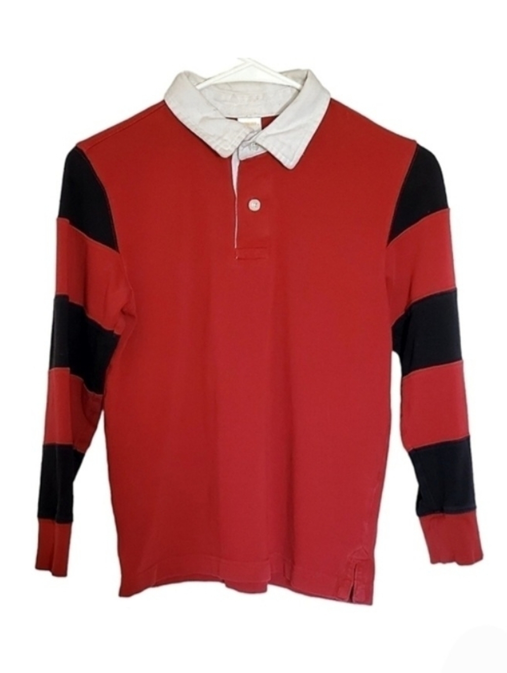 K1252 * Gymboree Boys Long Sleeve Rugby Shirt Red Black Size 8